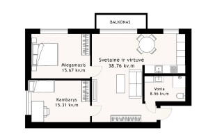 Parduodamas butas Įkalnės aklg., Žemutiniai Kaniūkai, Kauno m., Kauno m. sav., 76.3 m2 ploto, 3 kambariai 15