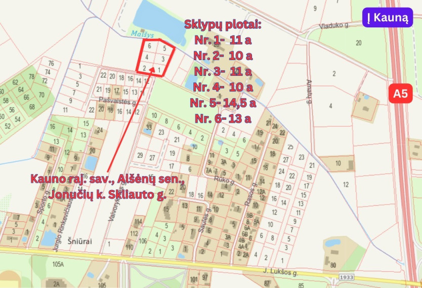 Parduodamas sklypas Skliauto, Jonučių k., Kauno r. sav., 72 a ploto 1