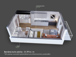 Parduodamas butas Tvankstos g., Pilaitė, Vilniaus m., Vilniaus m. sav., 32 m2 ploto, 1 kambariai 19