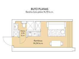Parduodamas butas Studentų g., Žvėrynas, Vilniaus m., Vilniaus m. sav., 17 m2 ploto, 1 kambariai 7