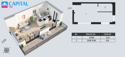 Parduodamas butas Žvangučių g., Žaliakalnis, Kauno m., Kauno m. sav., 35.24 m2 ploto, 2 kambariai 16