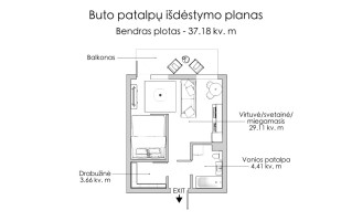 Parduodamas butas Aguonų g., Senamiestis, Vilniaus m., Vilniaus m. sav., 37.18 m2 ploto, 1 kambariai 20
