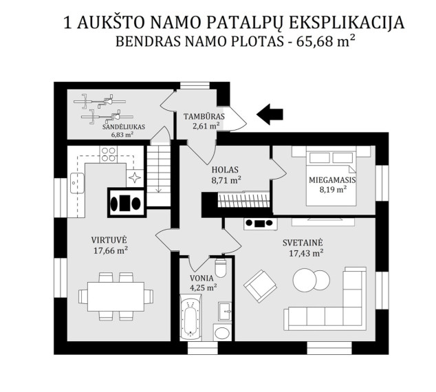 Parduodamas namas vilties, Grikiapelės k., Ignalinos r. sav., 65.68 m2 ploto, 1 aukštai 15