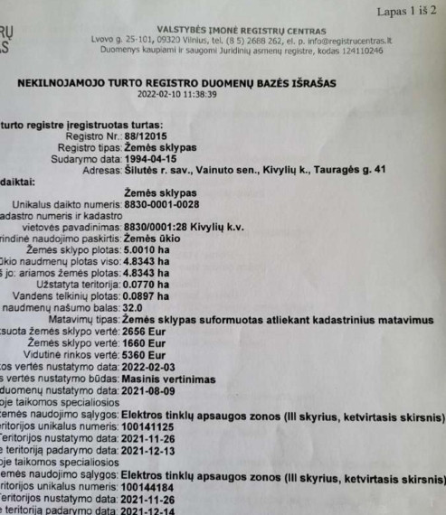 Parduodamas sklypas Tauragės g., Kivylių k., Šilutės r. sav., 500.1 a ploto 2