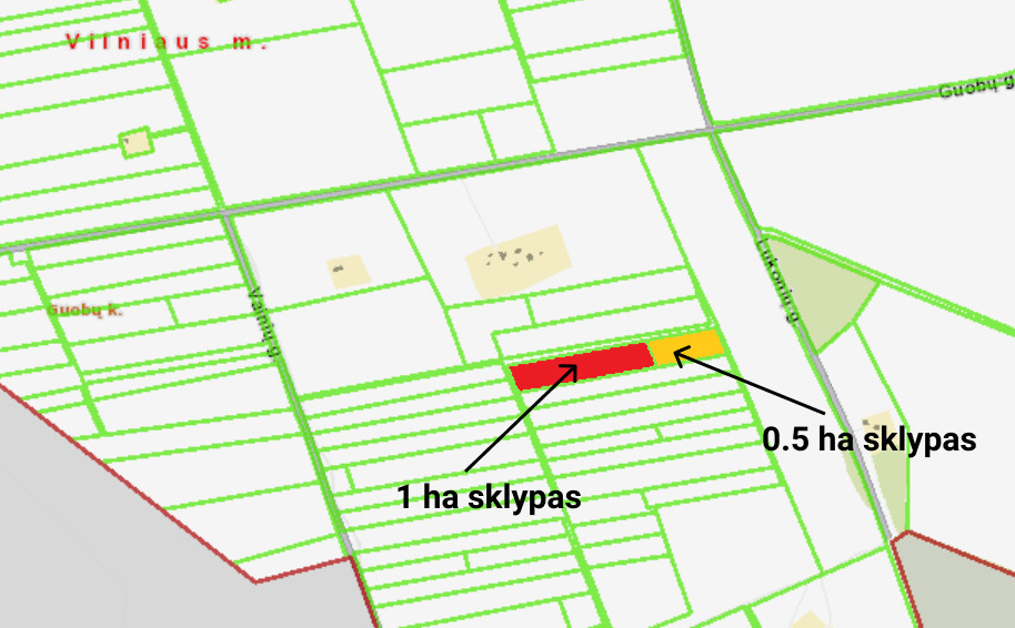 Parduodamas žemės ūkio paskirties sklypas Guobų g., Vilniaus m., Vilniaus m. sav., 50 a ploto 1