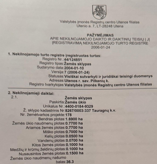 Parduodamas sklypas Tauragnų k., Utenos r. sav., 497 a ploto 10