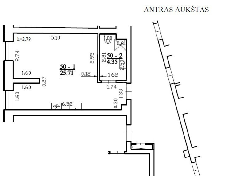Parduodamas butas Paribio g. , Žvėrynas, Vilniaus m., Vilniaus m. sav., 30.06 m2 ploto, 1 kambariai 2