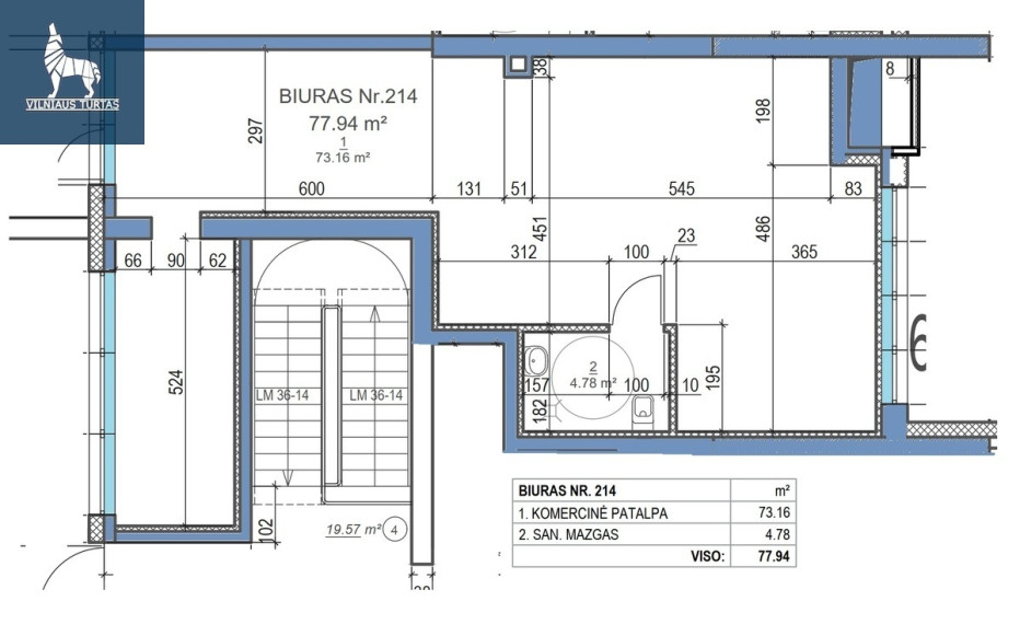 Parduodamos administracinės patalpos Kernavės g.17, Šnipiškės, Vilniaus m., Vilniaus m. sav., 77.94 m2 ploto 2