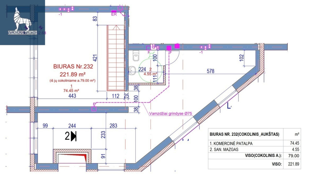 Parduodamos administracinės patalpos Kernavės g.17, Šnipiškės, Vilniaus m., Vilniaus m. sav., 221.89 m2 ploto 6