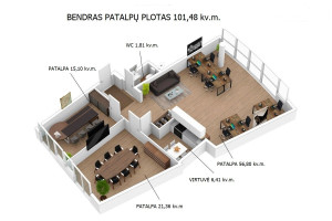 Parduodamos administracinės patalpos Konstitucijos pr., Šnipiškės, Vilniaus m., Vilniaus m. sav., 101.48 m2 ploto 19