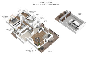 Parduodamas namas Bendorėlių 2-oji al., Bendorių k., Vilniaus r. sav., 149.72 m2 ploto, 1 aukštai 15