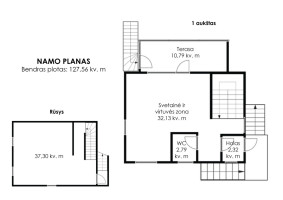 Parduodamas namas Aukštuolės g., Vilkiškių k., Vilniaus r. sav., 127.56 m2 ploto, 2 aukštai 32