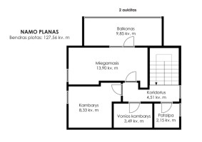 Parduodamas namas Aukštuolės g., Vilkiškių k., Vilniaus r. sav., 127.56 m2 ploto, 2 aukštai 34