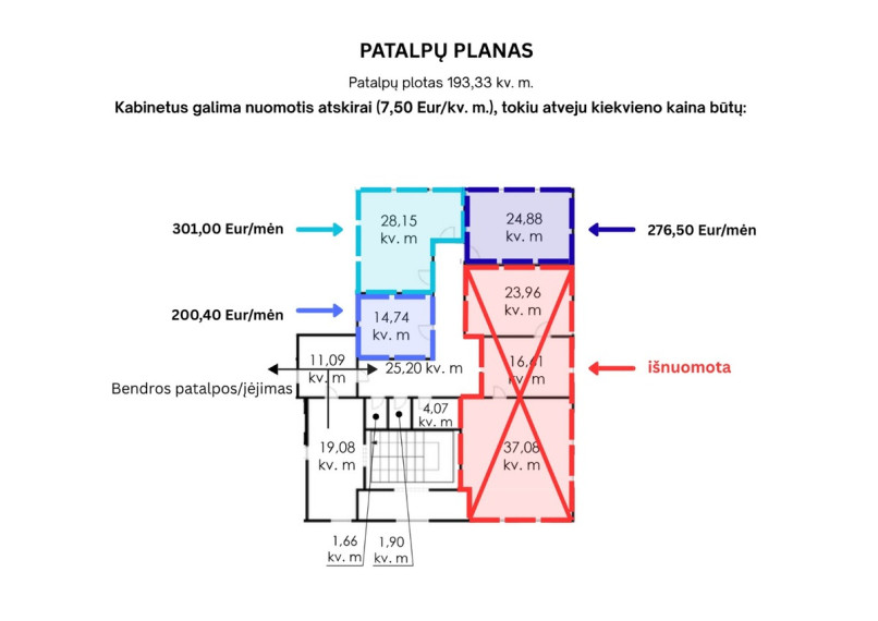 Nuomojamos administracinės, kitos paskirties, sandėliavimo patalpos Vytenio g., Naujamiestis, Vilniaus m., Vilniaus m. sav., 94.74 m2 ploto 11