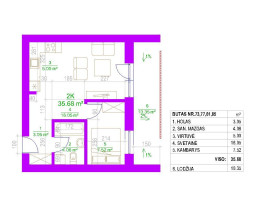 Parduodamas butas Daugėliškio g., Šnipiškės, Vilniaus m., Vilniaus m. sav., 36.00 m² ploto 2 kambariai 10