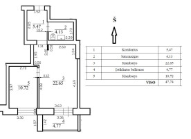 Parduodamas butas Rygos g., Justiniškės, Vilniaus m., Vilniaus m. sav., 47.77 m² ploto 2 kambariai 3
