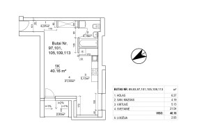 Parduodamas butas Leičių g., Pašilaičiai, Vilniaus m., Vilniaus m. sav., 40.16 m² ploto 1 kambarys 2