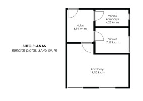 Parduodamas butas Europos Tarybos g., Kalviškių k., Vilniaus r. sav., 37.45 m2 ploto, 1 kambariai 17