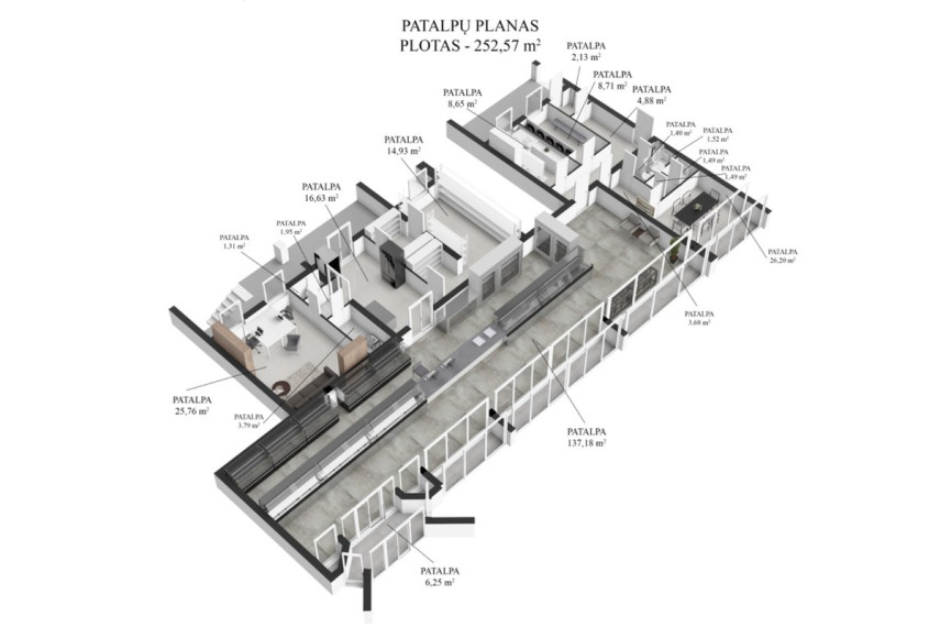 Nuomojamos kitos paskirties, paslaugų, prekybos patalpos Braškių g., Verkiai, Vilniaus m., Vilniaus m. sav., 295.5 m2 ploto 6