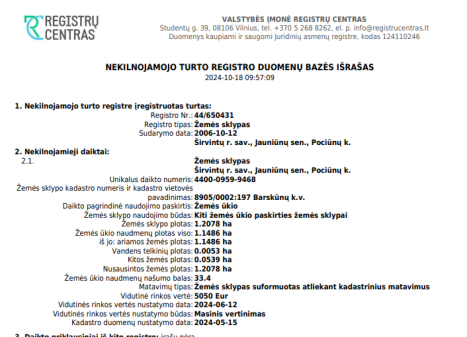 Parduodamas sklypas Pociūnų k., Širvintų r. sav., 319.00 a ploto