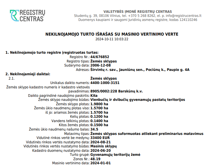 Parduodamas sklypas Pociūnų k., Širvintų r. sav., 319.00 a ploto 2