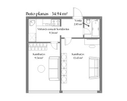 Parduodamas butas Jeruzalės g., Jeruzalė, Vilniaus m., Vilniaus m. sav., 34.94 m2 ploto, 2 kambariai 28