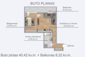 Parduodamas butas Eitminų g., Pašilaičiai, Vilniaus m., Vilniaus m. sav., 40.42 m2 ploto, 2 kambariai 22