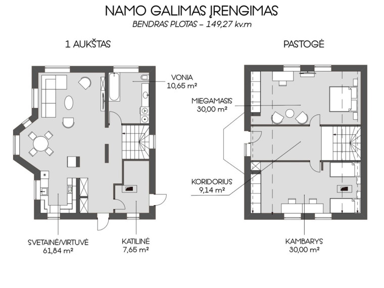 Parduodamas namas Gegužės 1-osios g., Rudaminos mstl., Vilniaus r. sav., 149.27 m2 ploto, 2 aukštai 11