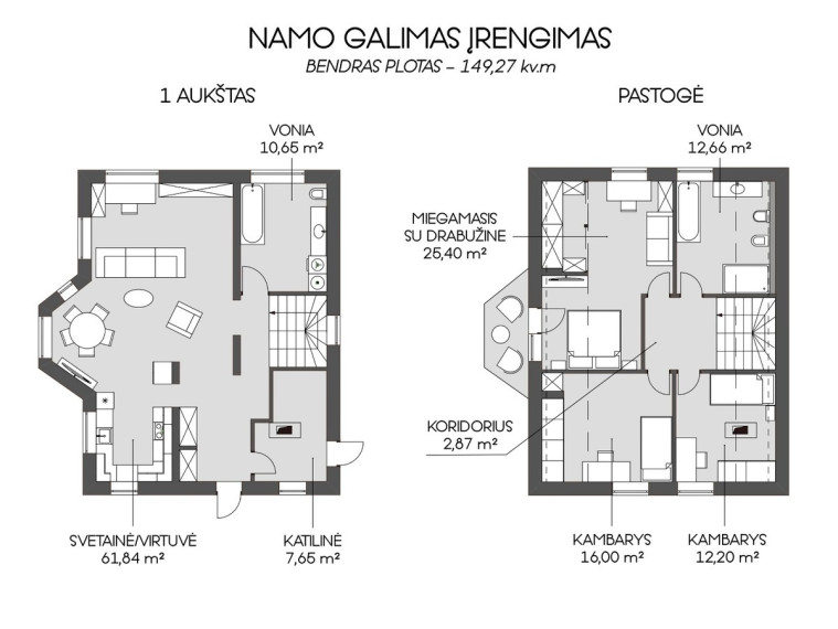 Parduodamas namas Gegužės 1-osios g., Rudaminos mstl., Vilniaus r. sav., 149.27 m2 ploto, 2 aukštai 12