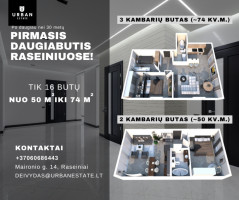 Parduodamas butas Maironio g., Raseiniuose, 69 kv.m ploto, 3 kambariai 36