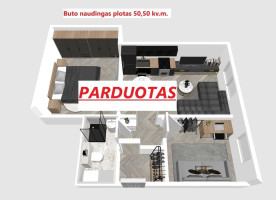 Parduodamas 45,29 kv.m., dviejų kambarių butas su daline apdaila Kudirkos g., Utenoje 2