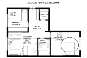 Parduodamas butas Laisvės pr., Pašilaičiai, Vilniaus m., Vilniaus m. sav., 73.85 m2 ploto, 3 kambariai 30