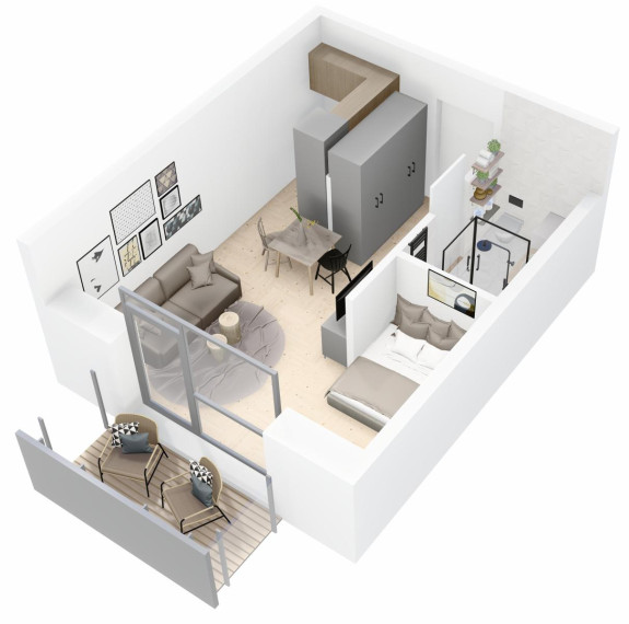 Parduodamas butas Gelvonų g., Šeškinė, Vilniaus m., Vilniaus m. sav., 28.93 m² ploto 1 kambarys 3