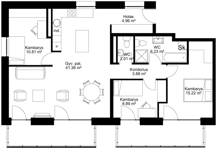 Parduodamas butas Gelvonų g., Šeškinė, Vilniaus m., Vilniaus m. sav., 93.97 m² ploto 4 kambariai 2