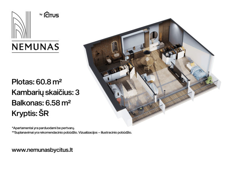 Parduodamas butas Liepų g., Druskininkų m., Druskininkų sav., 60.80 m² ploto 3 kambariai 2