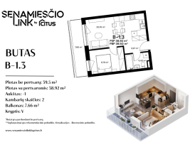 Parduodamas butas Panevėžio g., Naujininkai, Vilniaus m., Vilniaus m. sav., 39.50 m² ploto 2 kambariai 2
