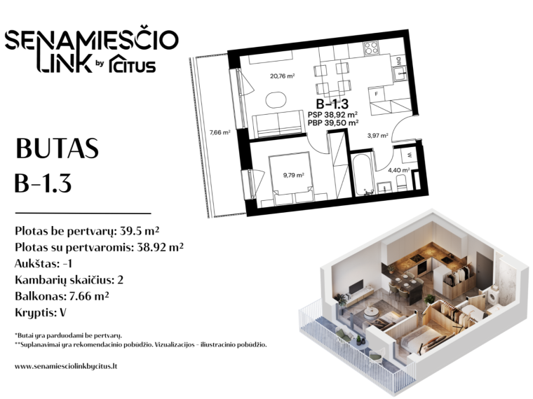 Parduodamas butas Panevėžio g., Naujininkai, Vilniaus m., Vilniaus m. sav., 39.50 m² ploto 2 kambariai 2