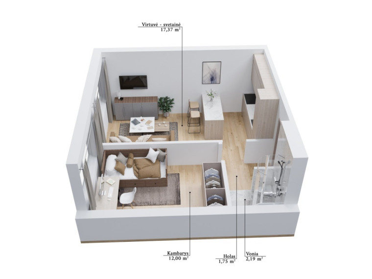 Parduodamas butas Šėtos g., Kėdainių m., Kėdainių r. sav., 33.31 m2 ploto, 2 kambariai 12