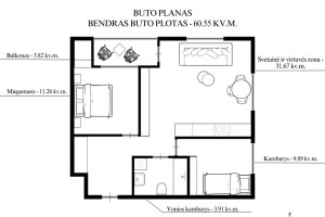 Parduodamas butas Bitėnų g., Pilaitė, Vilniaus m., Vilniaus m. sav., 60.55 m2 ploto, 3 kambariai 21