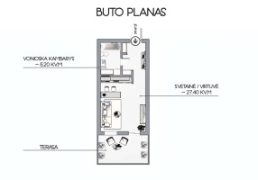 Parduodamas butas Subačiaus g., Markučiai, Vilniaus m., Vilniaus m. sav., 32.6 m2 ploto, 1 kambariai 19