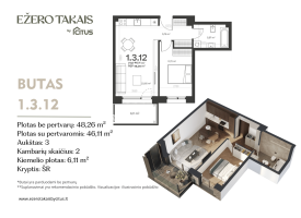 Parduodamas butas Sidaronių g., Justiniškės, Vilniaus m., Vilniaus m. sav., 48.26 m² ploto 2 kambariai 2