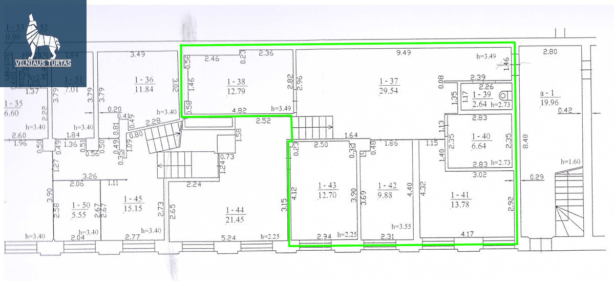 Nuomojamos administracinės patalpos Aguonų g., Senamiestis, Vilniaus m., Vilniaus m. sav., 109.42 m2 ploto 2
