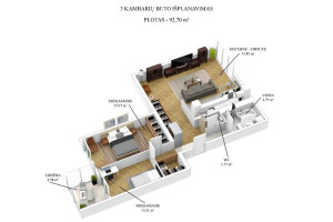 Nuomojamas butas Jonažolių g., Lazdynėliai, Vilniaus m., Vilniaus m. sav., 87.72 m2 ploto, 3 kambariai 19
