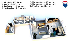 Parduodamas butas Gedimino pr., Centre, Vilniuje, 77 kv.m ploto, 2 kambariai 5