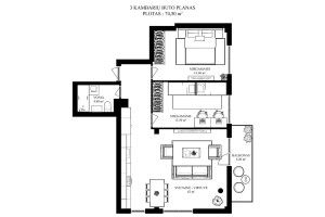 Parduodamas butas Padekaniškių g., Pilaitė, Vilniaus m., Vilniaus m. sav., 75 m2 ploto, 3 kambariai 32