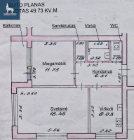 Parduodamas butas Vytauto g., Lentvario m., Trakų r. sav., 49.73 m2 ploto, 2 kambariai 9