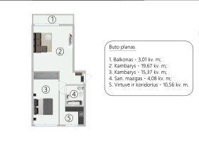 Parduodamas butas Šaltkalvių g., Naujininkai, Vilniaus m., Vilniaus m. sav., 52.69 m2 ploto, 2 kambariai 4