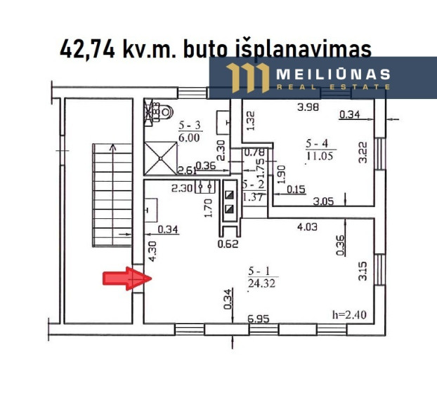Parduodamas butas Ievų tak., Žaliakalnyje, Kaune, 42.74 kv.m ploto 4