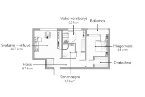 Parduodamas butas Virginijaus Druskio g., Karoliniškės, Vilniaus m., Vilniaus m. sav., 52 m2 ploto, 3 kambariai 27