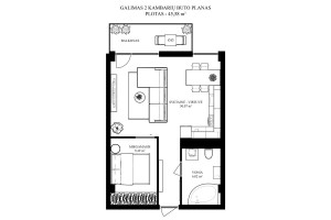 Parduodamas butas Girulių g., Pašilaičiai, Vilniaus m., Vilniaus m. sav., 46 m2 ploto, 2 kambariai 28